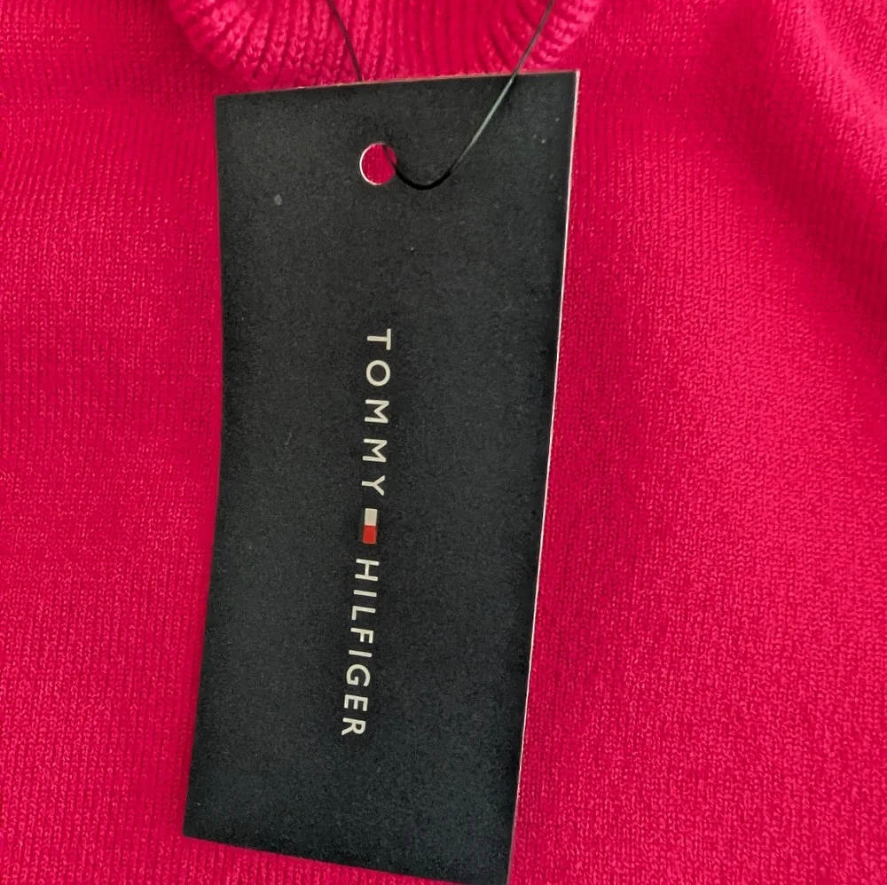 Tommy Hilfiger Women's Turtleneck Sweater M Hot Pink Bunched Shoulder Sleeve NWT - Picture 9 of 11
